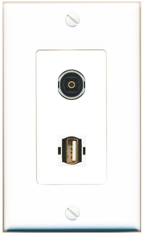 TOSLINK USB2 Wall Plate [White]