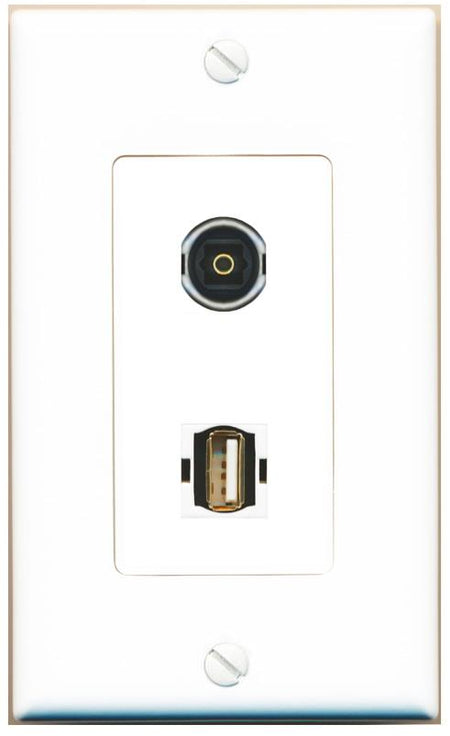 TOSLINK USB2 Wall Plate [White]