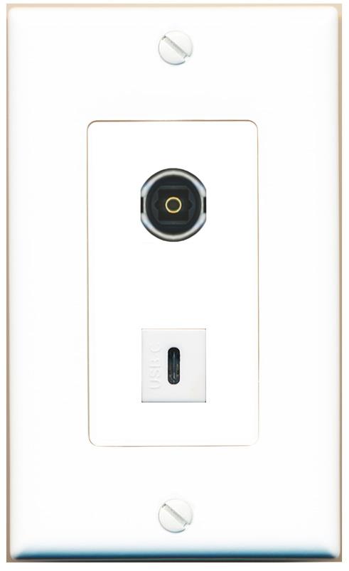 TOSLINK USBC Wall Plate [White]