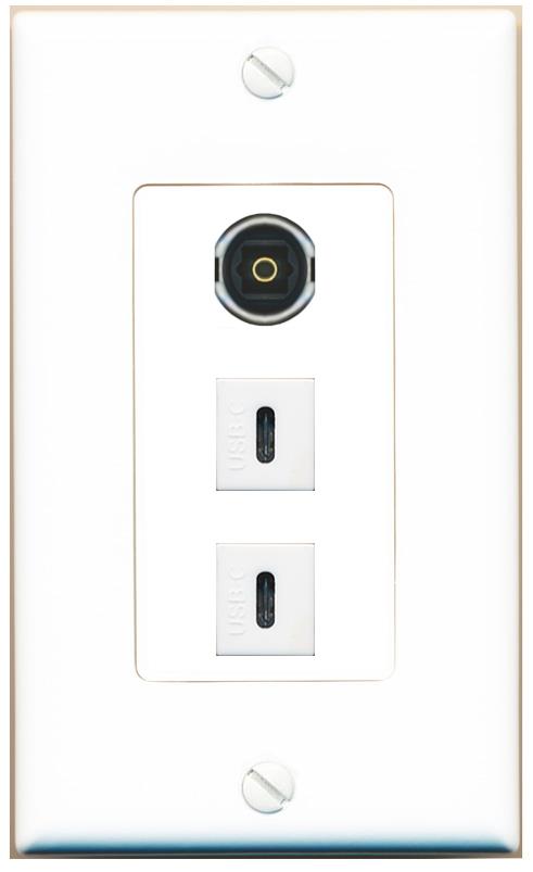 TOSLINK 2 USBC Wall Plate [White]