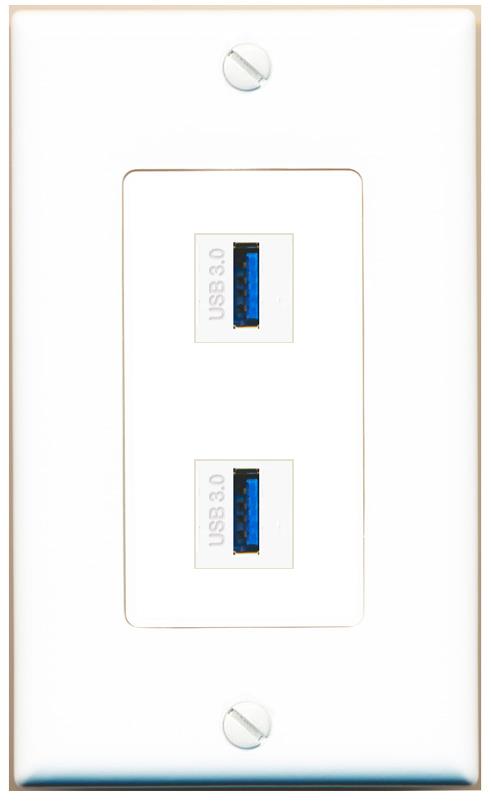 2 USB-3 Wall Plate [White]