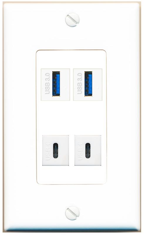 RiteAV 2 USB-3 2 USBC Wall Plate [White]