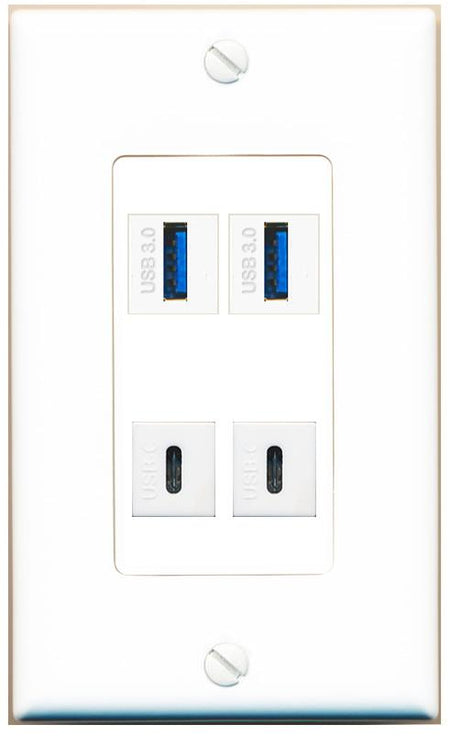 RiteAV 2 USB-3 2 USBC Wall Plate [White]