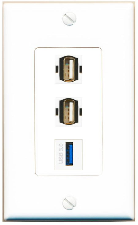 USB-3 2 USB2 Wall Plate [White]