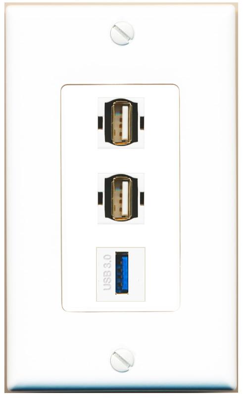 USB-3 2 USB2 Wall Plate [White]