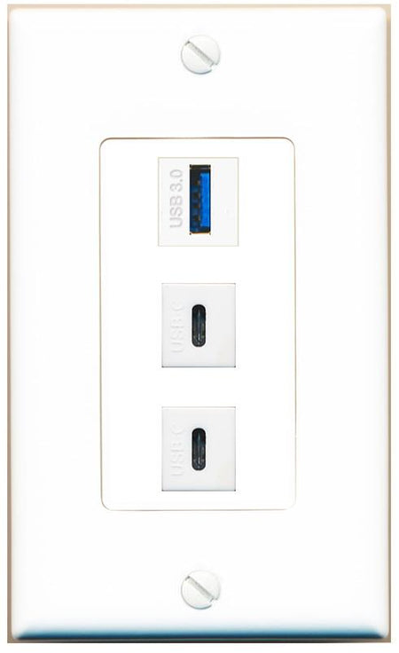 USB-3 2 USBC Wall Plate [White]