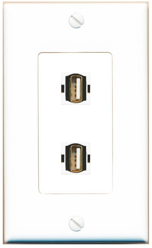 2 USB2 Wall Plate [White]