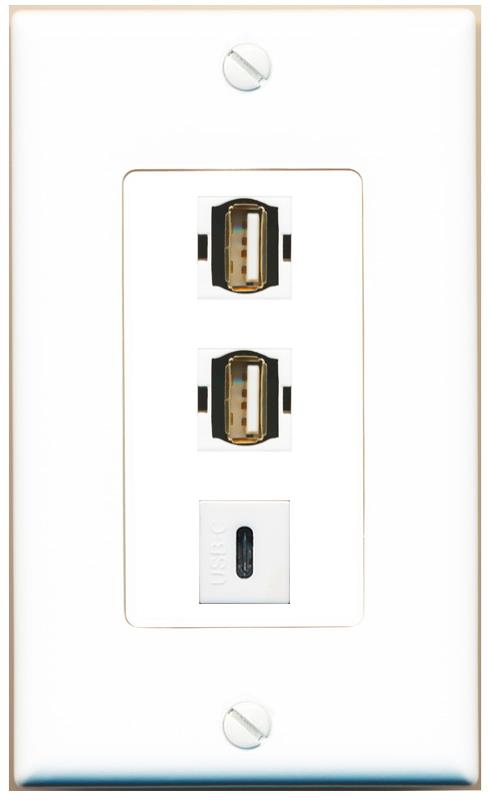 2 USB2 USBC Wall Plate [White]