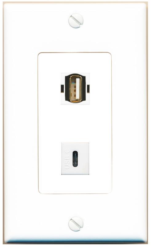USB2 USBC Wall Plate [White]