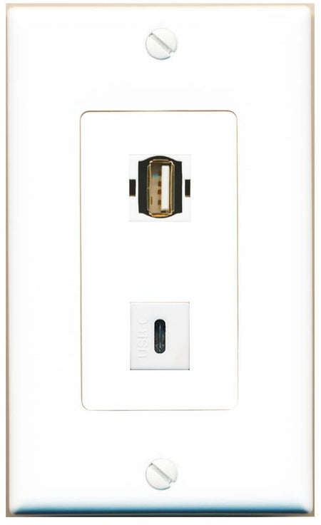 USB2 USBC Wall Plate [White]