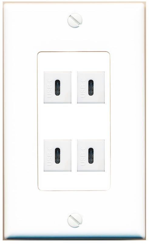 RiteAV 4 USBC Wall Plate [White]
