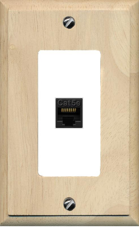 RiteAV -CAT5E-BLACK Wall Plate [Wood/White]