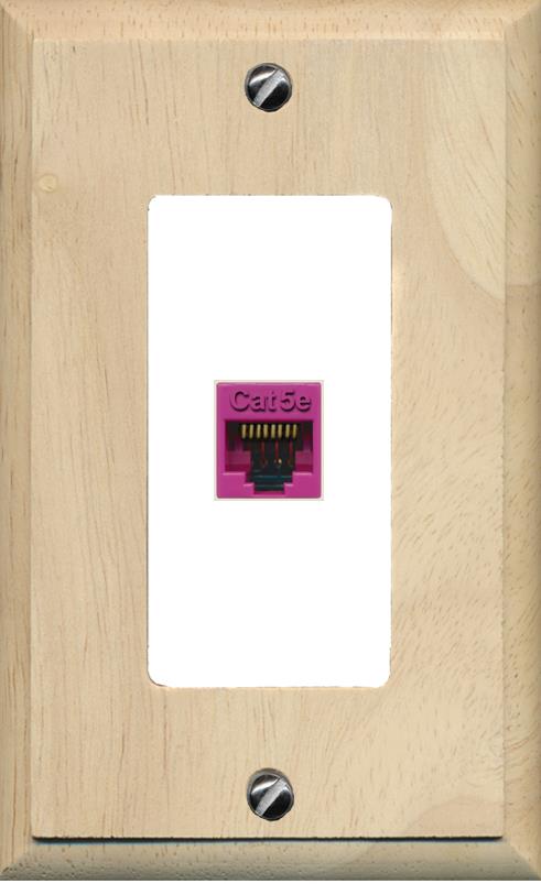 RiteAV -CAT5E-PINK Wall Plate [Wood/White]