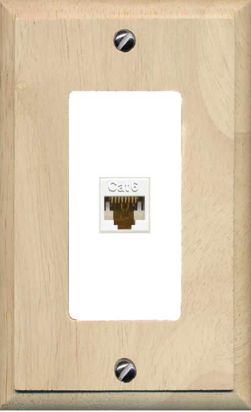 RiteAV -CAT6-Wood/White Wall Plate [Wood/White]