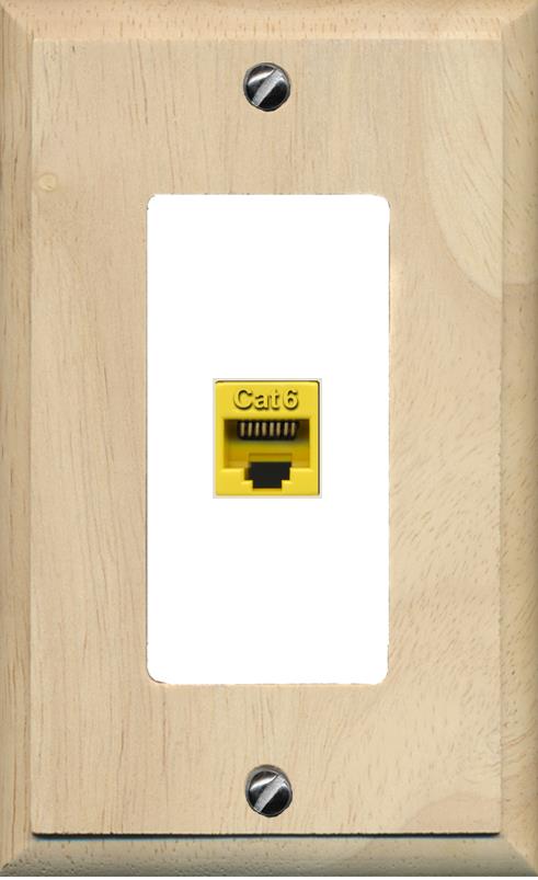 RiteAV -CAT6-YELLOW Wall Plate [Wood/White]