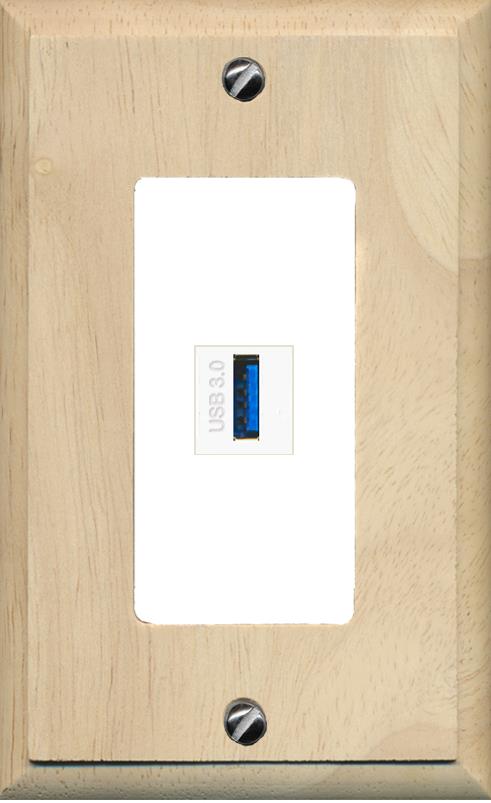 RiteAV -USB-3 Wall Plate [Wood/White]