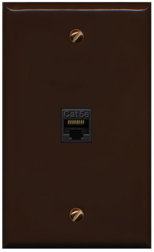 RiteAV -CAT5E-BLACK Wall Plate Flat/Solid [Brown]