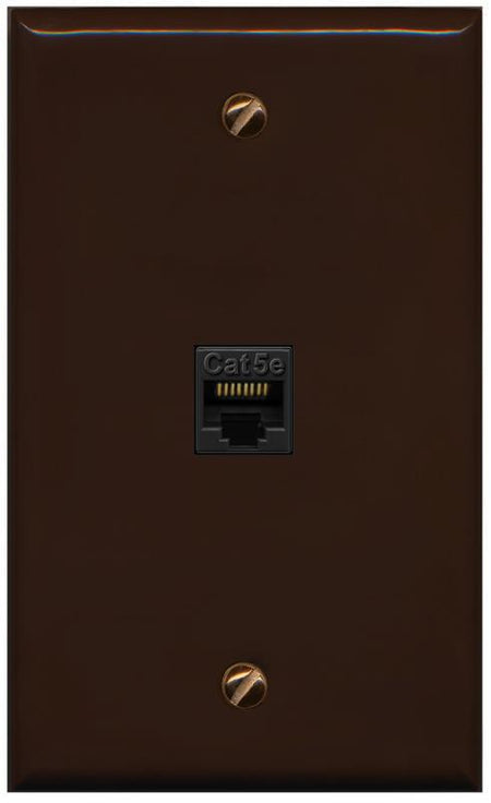 RiteAV -CAT5E-BLACK Wall Plate Flat/Solid [Brown]