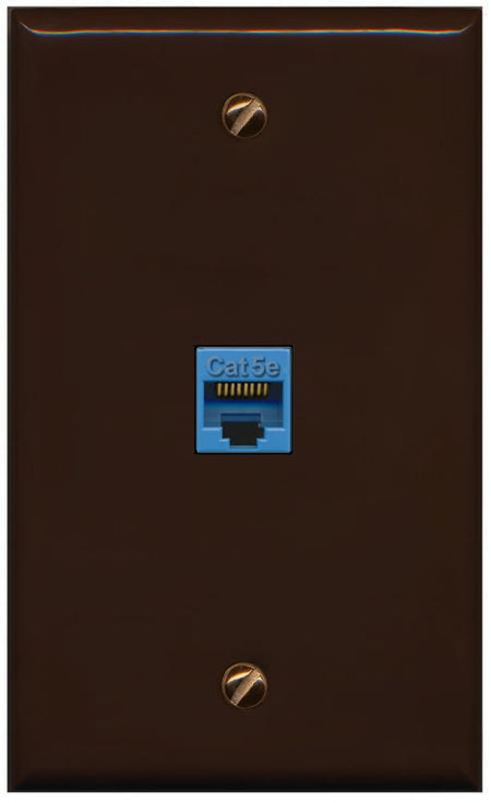 RiteAV -CAT5E-BLUE Wall Plate Flat/Solid [Brown]