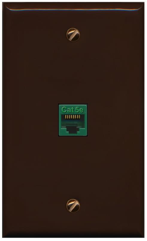 RiteAV -CAT5E-GREEN Wall Plate Flat/Solid [Brown]