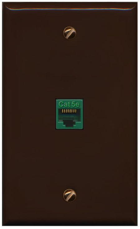 RiteAV -CAT5E-GREEN Wall Plate Flat/Solid [Brown]