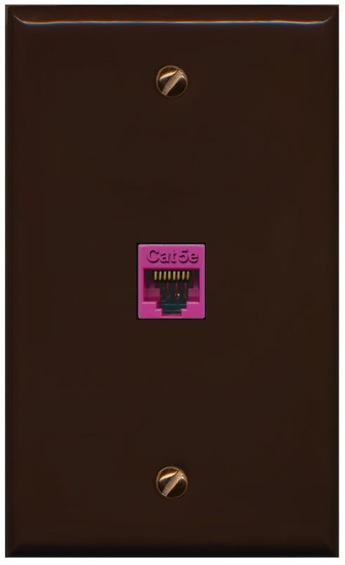 RiteAV -CAT5E-PINK Wall Plate Flat/Solid [Brown]