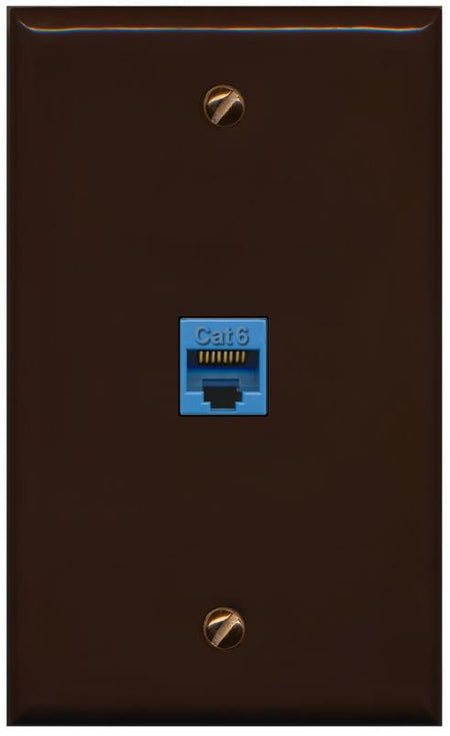 RiteAV -CAT6-BLUE Wall Plate Flat/Solid [Brown]