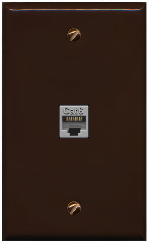 RiteAV -CAT6-GRAY Wall Plate Flat/Solid [Brown]