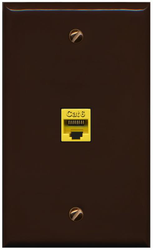 RiteAV -CAT6-YELLOW Wall Plate Flat/Solid [Brown]