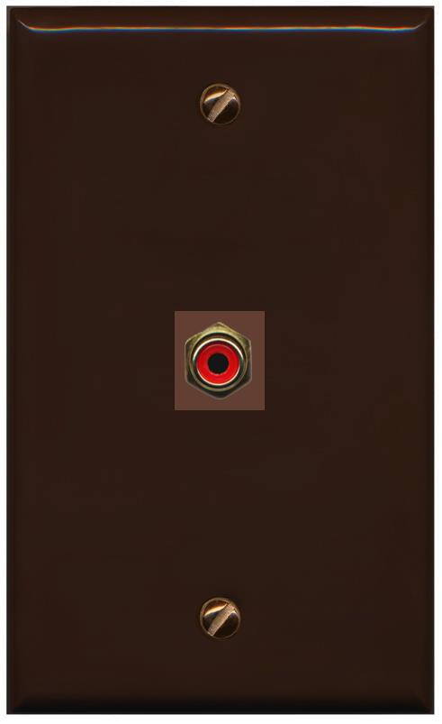 RiteAV -RCA-RED Wall Plate Flat/Solid [Brown]