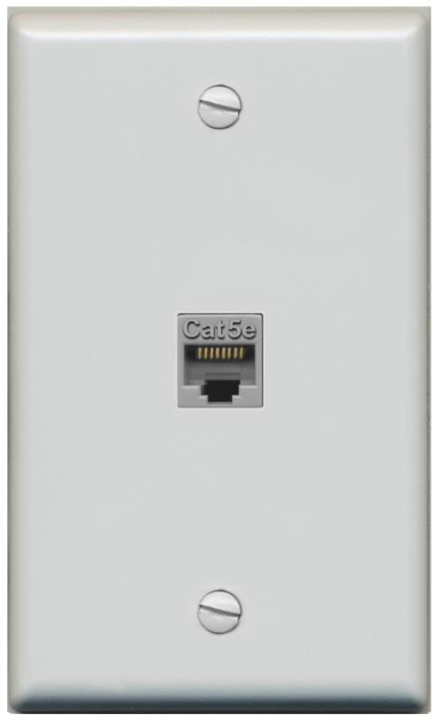 RiteAV -CAT5E-GRAY Wall Plate Flat/Solid [Gray]