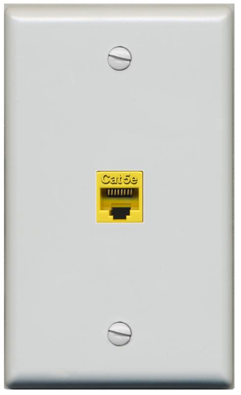 RiteAV -CAT5E-YELLOW Wall Plate Flat/Solid [Gray]