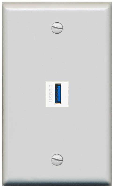 RiteAV -USB-3 Wall Plate Flat/Solid [Gray]