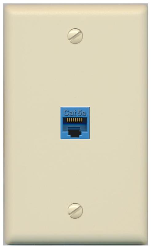 RiteAV -CAT5E-BLUE Wall Plate Flat/Solid [Ivory]