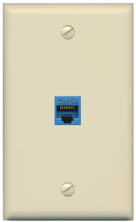 RiteAV -CAT5E-BLUE Wall Plate Flat/Solid [Ivory]