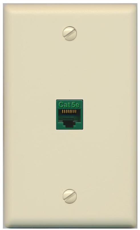 RiteAV -CAT5E-GREEN Wall Plate Flat/Solid [Ivory]