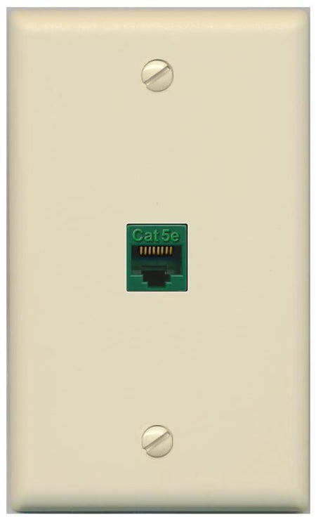 RiteAV -CAT5E-GREEN Wall Plate Flat/Solid [Ivory]