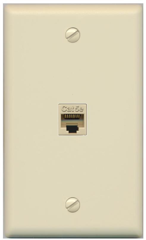 RiteAV -CAT5E-IVORY Wall Plate Flat/Solid [Ivory]