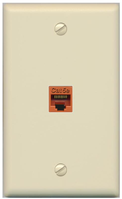 RiteAV -CAT5E-ORANGE Wall Plate Flat/Solid [Ivory]