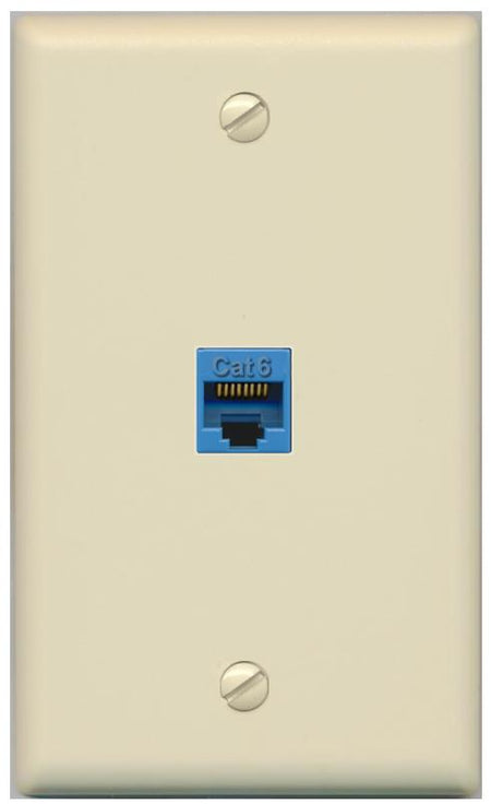 RiteAV -CAT6-BLUE Wall Plate Flat/Solid [Ivory]