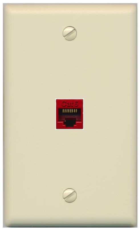 RiteAV -CAT6-RED Wall Plate Flat/Solid [Ivory]