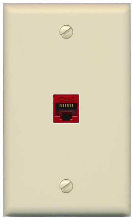 RiteAV -CAT6-RED Wall Plate Flat/Solid [Ivory]