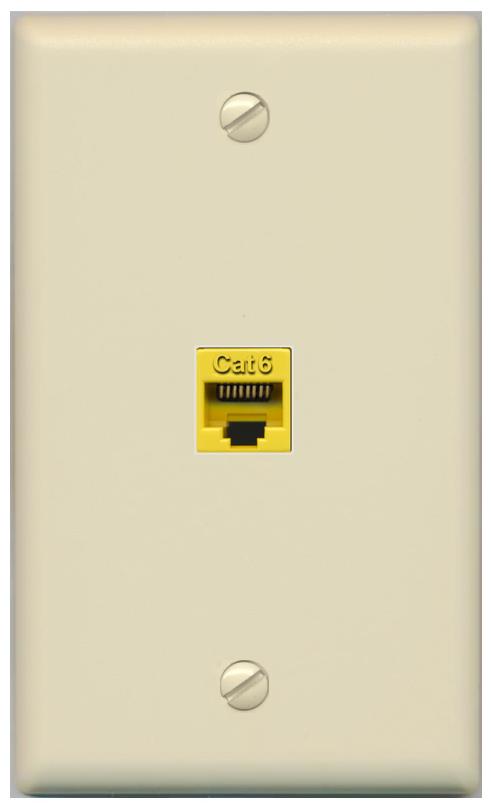 RiteAV -CAT6-YELLOW Wall Plate Flat/Solid [Ivory]