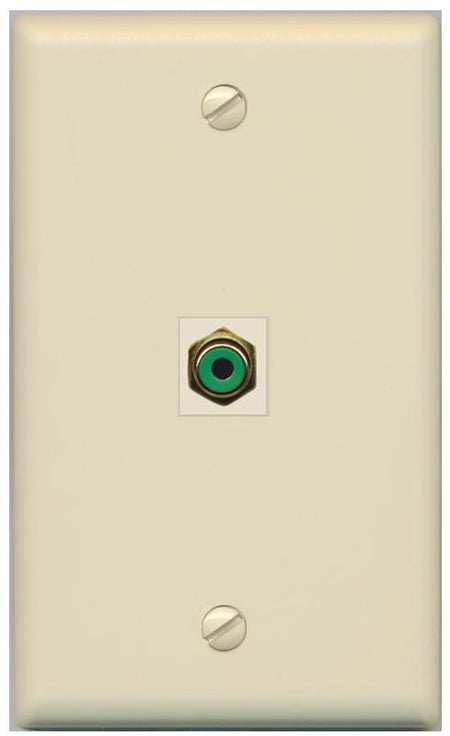 RiteAV -RCA-GREEN Wall Plate Flat/Solid [Ivory]