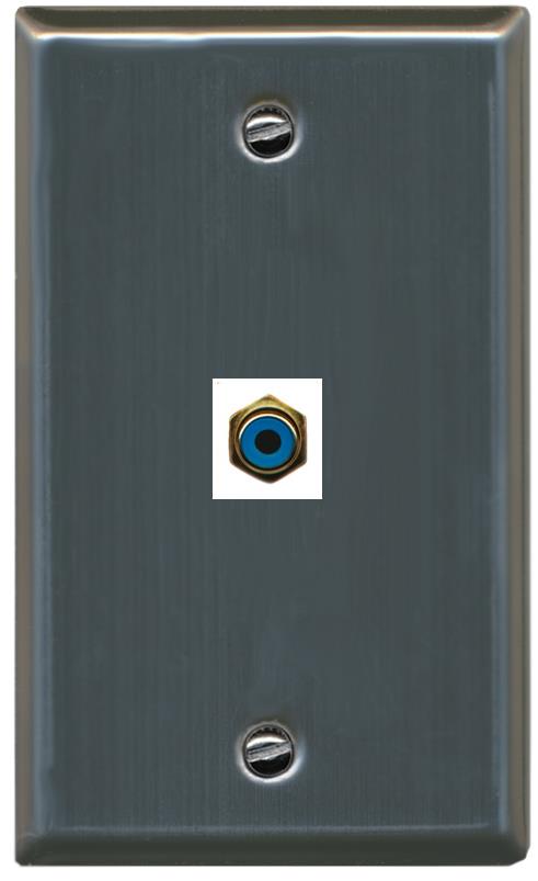 RiteAV -RCA-BLUE Wall Plate Flat/Solid [Stainless Steel]