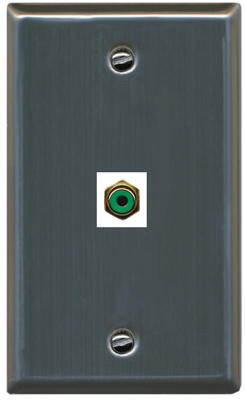 RiteAV -RCA-GREEN Wall Plate Flat/Solid [Stainless Steel]