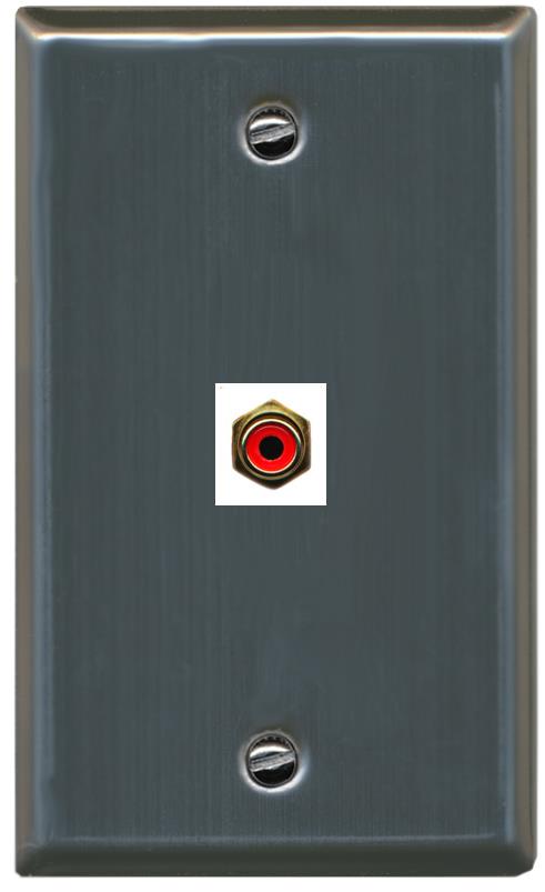 RiteAV -RCA-RED Wall Plate Flat/Solid [Stainless Steel]