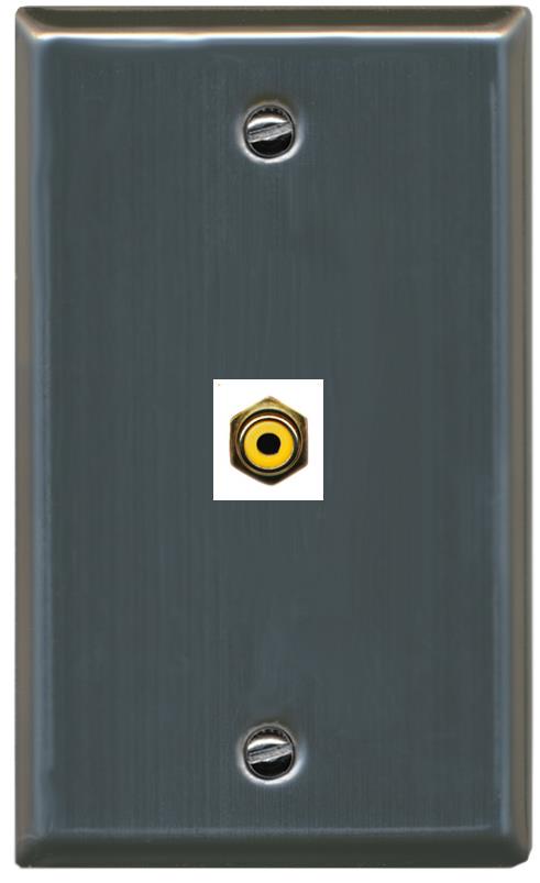 RiteAV -RCA-YELLOW Wall Plate Flat/Solid [Stainless Steel]