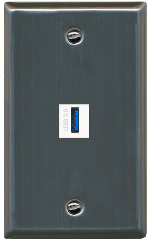 RiteAV -USB-3 Wall Plate Flat/Solid [Stainless Steel]