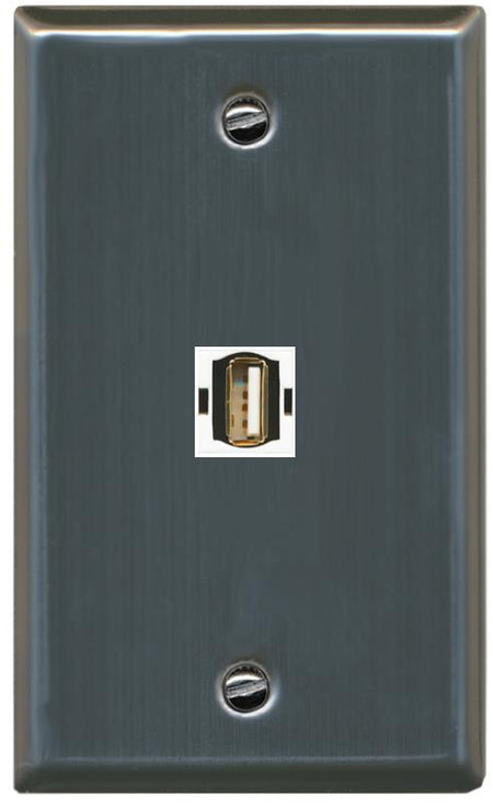 RiteAV -USB2 Wall Plate Flat/Solid [Stainless Steel]